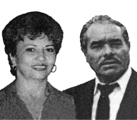 Old black-and-white portraits of a woman and a man